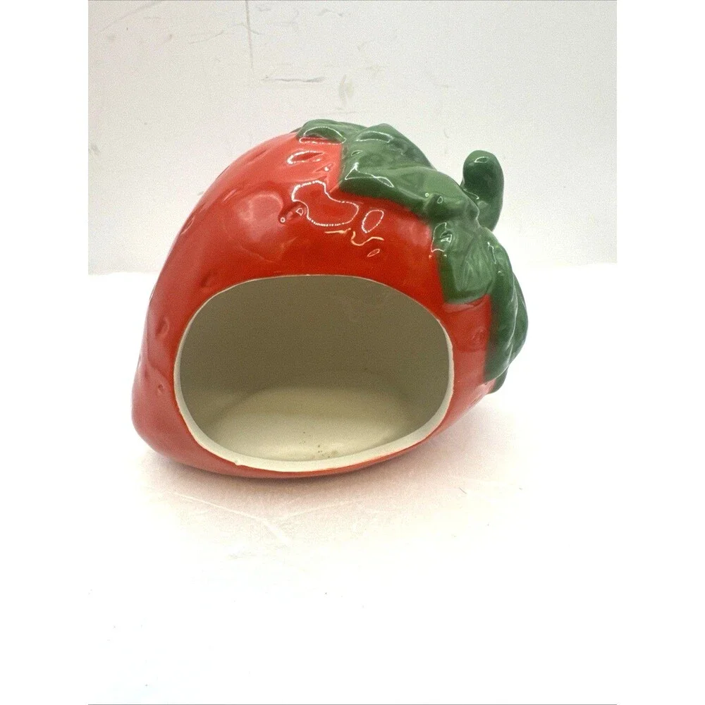 Ceramic Strawberry Shaped spoon Jar Fruit Kitchen Decor
